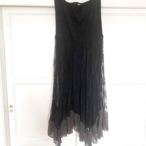 Intimately Free People Black Smocked Lace Midi Dress